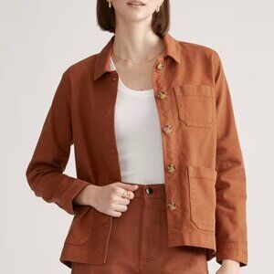 Quince Organic Comfort Stretch Chore Jacket. Size: Large. Light Brown. Like New.